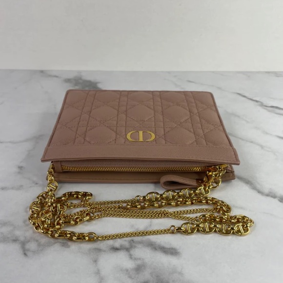 Caro Blush Supple Cannage Calfskin zipped pouch shoulder/crossbody bag - Picture 2 of 6